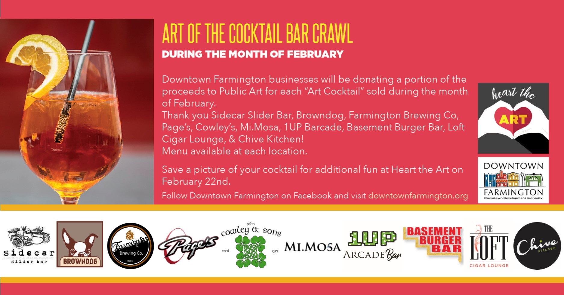 Art of the Cocktail Bar Crawl Saturday, February 1, 2020, 1200 AM
